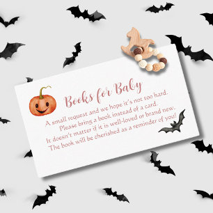 Cute Halloween Baby Shower Pink Book Request  Enclosure Card