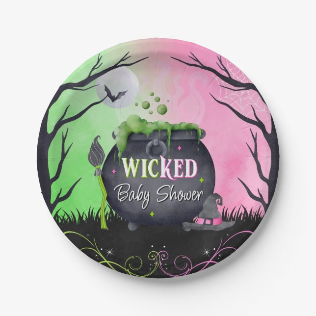 Cute Halloween Baby Shower Witch Plates (Front)