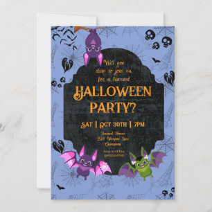 Cute Halloween Bat 1 Party Invitation