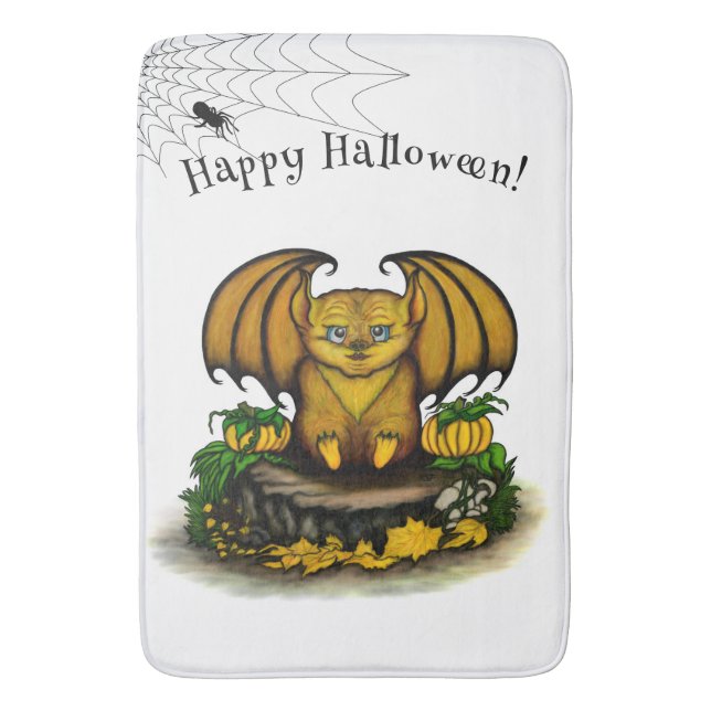  Cute Halloween Bat Bath Mat (Front Vertical)