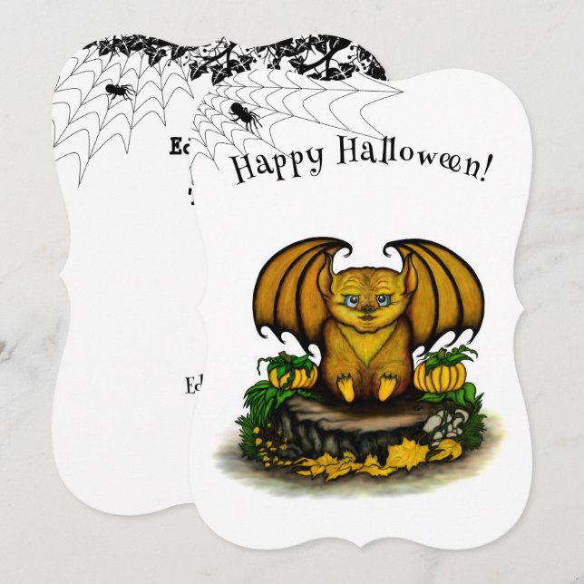  Cute Halloween Bat Card (Front/Back)