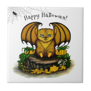 Cute Halloween Bat Ceramic Tile