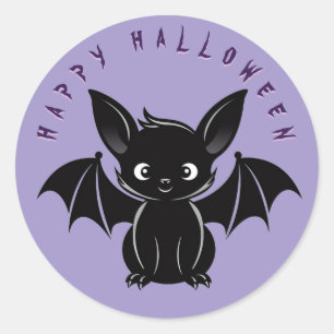 Cute Halloween Bat Classic Round Sticker