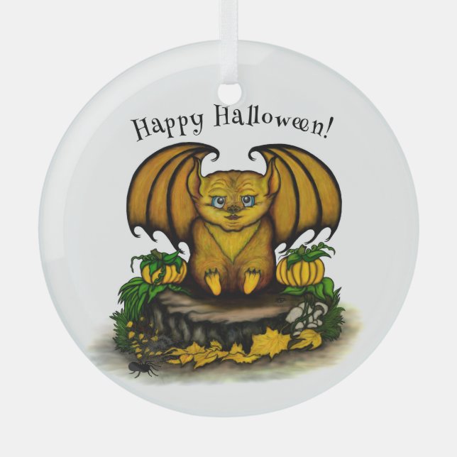  Cute Halloween Bat Glass Tree Decoration (Front)