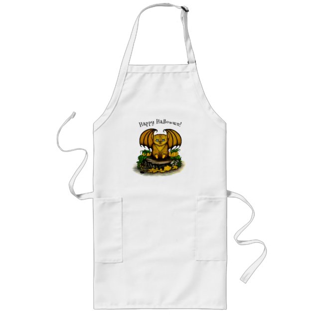  Cute Halloween Bat Long Apron (Front)