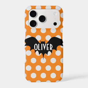 Cute Halloween Bat Pattern with Orange Polka Dots