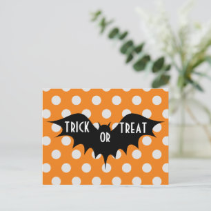 Cute Halloween Bat Pattern with Orange Polka Dots Postcard