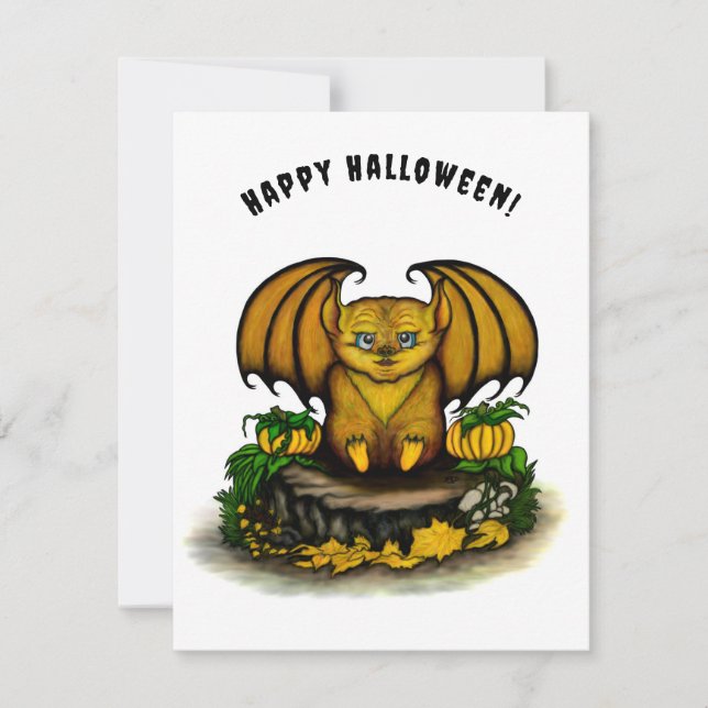  Cute Halloween Bat RSVP Card (Front)