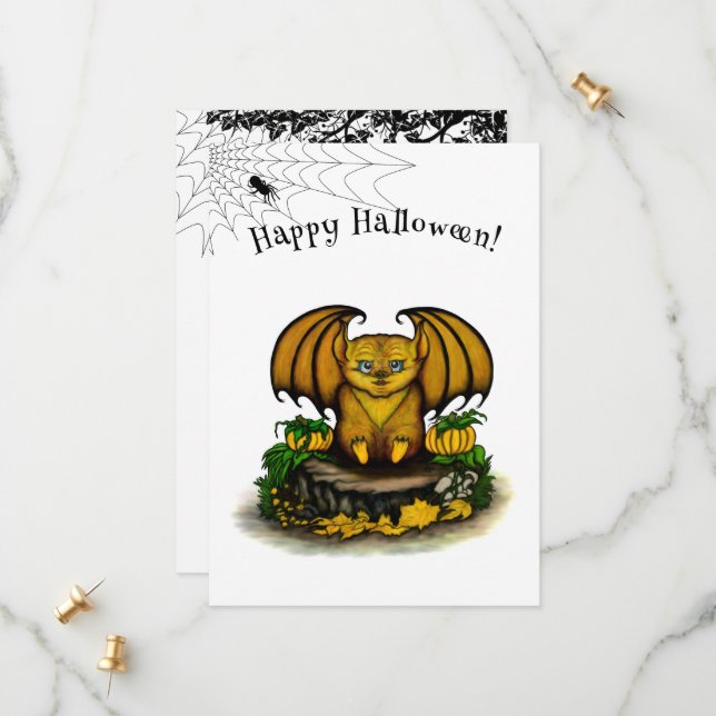  Cute Halloween Bat Save The Date (Front/Back In Situ)