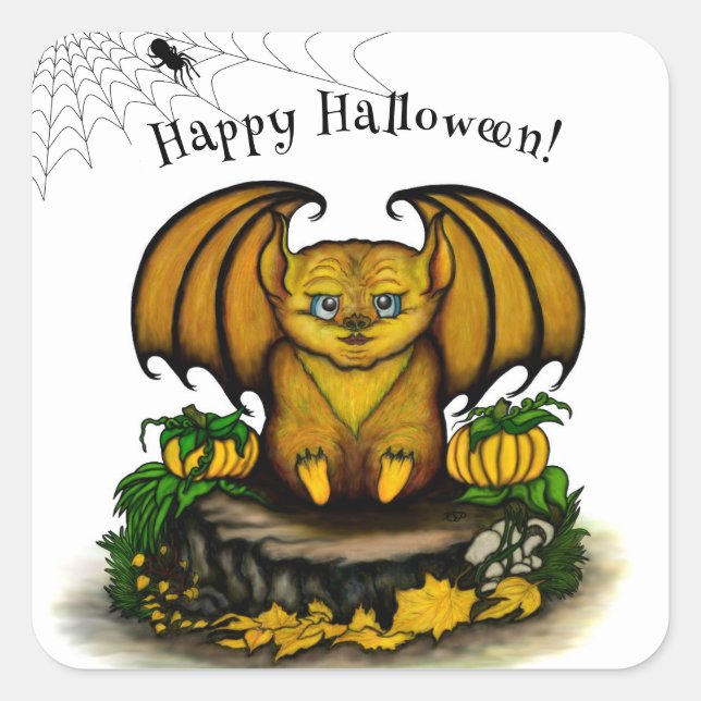  Cute Halloween Bat Square Sticker (Front)