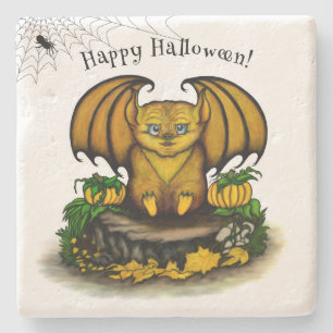 Cute Halloween Bat Stone Coaster