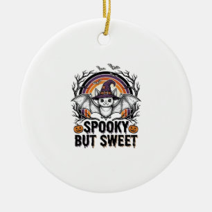 Cute Halloween Bat Vintage Engraving Spooky Shirt Ceramic Ornament