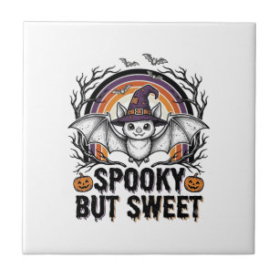 Cute Halloween Bat Vintage Engraving Spooky Shirt Ceramic Tile