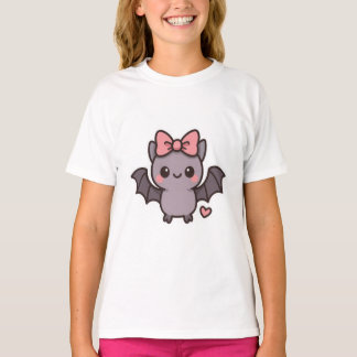 Cute halloween bat with pink bow T-Shirt