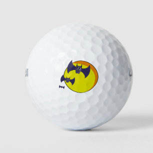 Cute Halloween Bats and a beautiful full moon Golf Balls