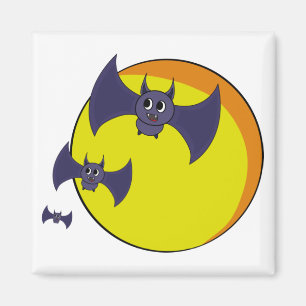 Cute Halloween Bats and a beautiful full moon Magnet