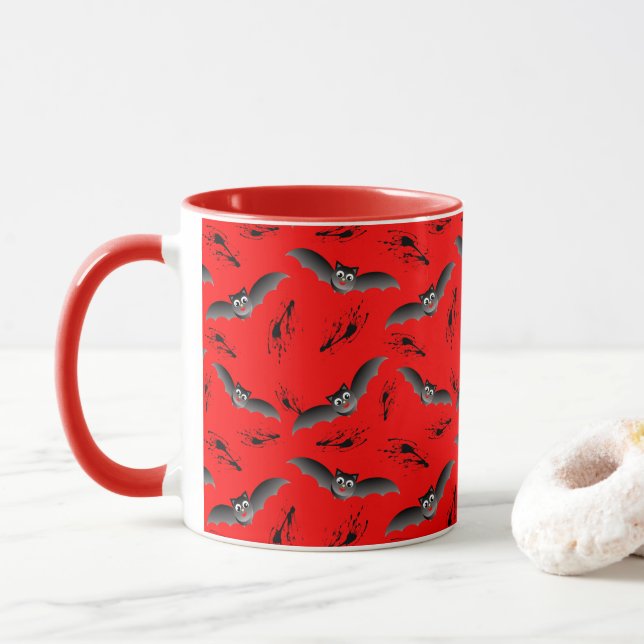 Cute Halloween Bats Mug (With Donut)