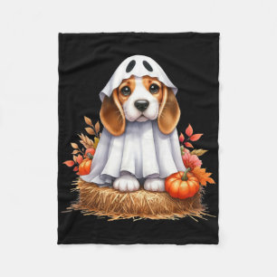 Cute Halloween Beagle Dog As Ghost Dog Owner Dogs Fleece Blanket