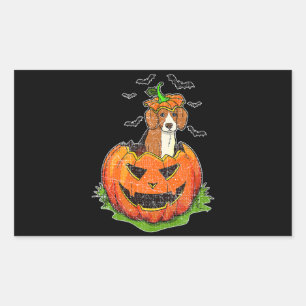 Cute Halloween Beagle Dog Lovers Pumpkin Jack O La Rectangular Sticker