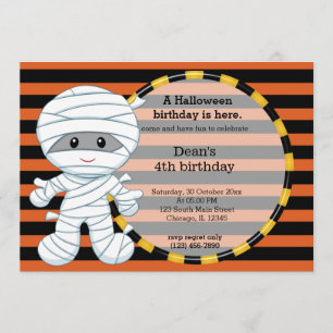 Cute halloween birthday invitation