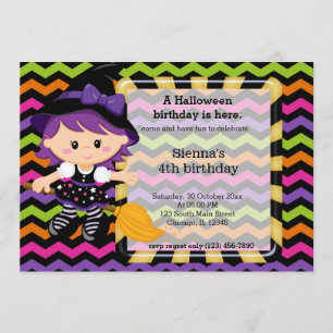 Cute halloween birthday invitation