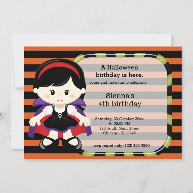Cute halloween birthday invitation (Front)