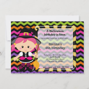 Cute halloween birthday invitation