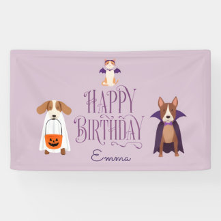 Cute Halloween Birthday Party Banner Spooky Dog