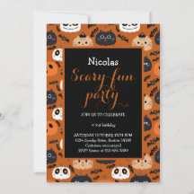 Cute Halloween  Birthday Party Invitation