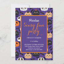 Cute Halloween  Birthday Party Invitation