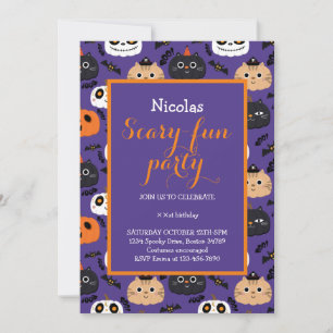 Cute Halloween  Birthday Party Invitation 
