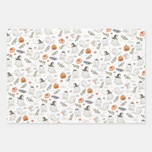 Cute Halloween Birthday Party Wrapping Paper Sheet