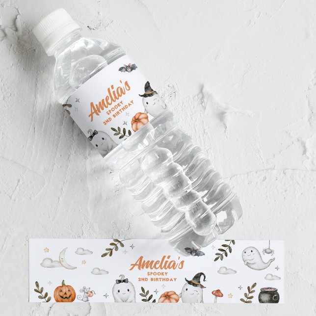 Cute Halloween Birthday Water Bottle Label (Creator Uploaded)