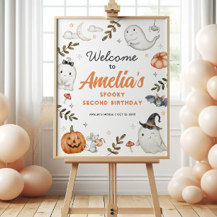 Cute Halloween Birthday Welcome Sign