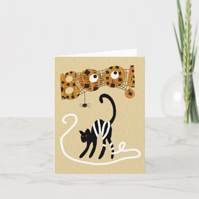 Cute Halloween Black Cat BLANK Greeting Card (Front)