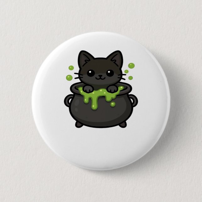 Cute Halloween Black Cat Classic T-Shirt 6 Cm Round Badge (Front)