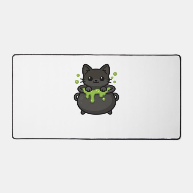 Cute Halloween Black Cat Classic T-Shirt Desk Mat (Front)