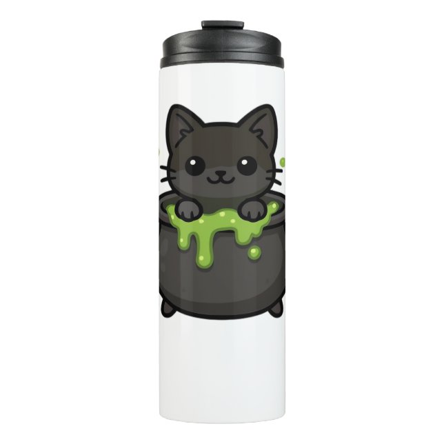 Cute Halloween Black Cat Classic T-Shirt Thermal Tumbler (Front)
