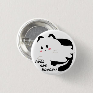 Cute Halloween Black Cat Ghost Boo 3 Cm Round Badge