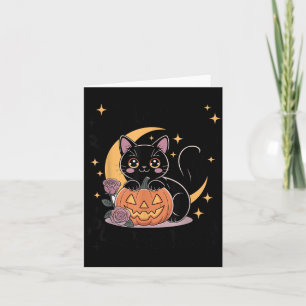 Cute Halloween Black Cat Pastel Goth Witchy Card