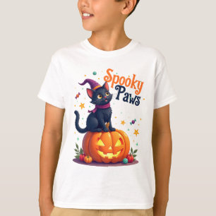 Cute halloween black cat pumpkin design t-shirt