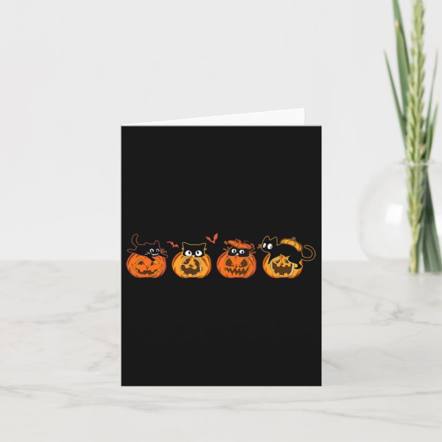 Cute Halloween Black Cat Pumpkin For Kids Girls Ca Card (Front)