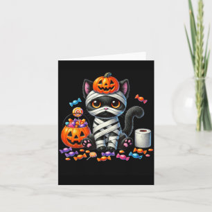 Cute Halloween Black Cat Pumpkin Trick Or Treat Card