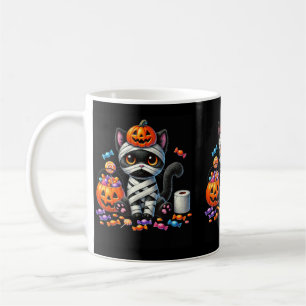Cute Halloween Black Cat Pumpkin Trick Or Treat Coffee Mug