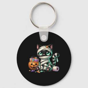 Cute Halloween Black Cat Pumpkin Trick Or Treat Key Ring