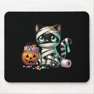 Cute Halloween Black Cat Pumpkin Trick Or Treat Mouse Pad