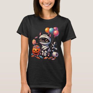 Cute Halloween Black Cat Pumpkin Trick Or Treat T-Shirt