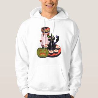 Cute Halloween Black Cat Sitting on Sushi Hoodie