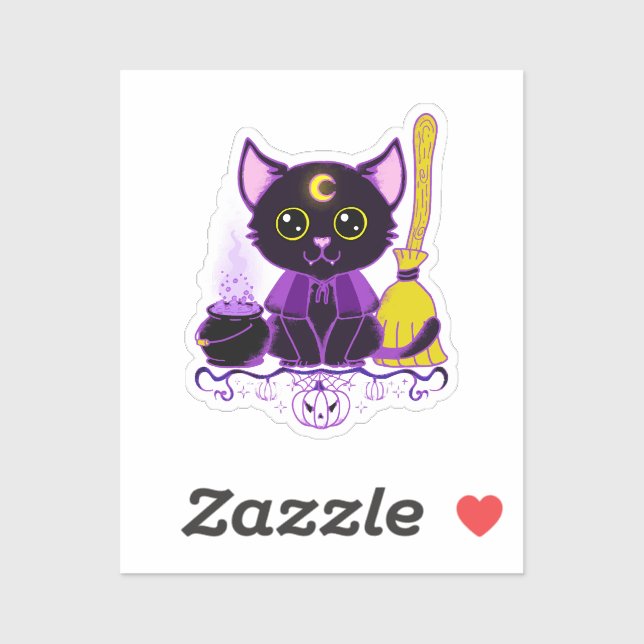 Cute Halloween Black Cat Witch (Sheet)