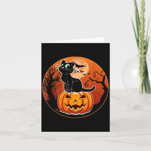 Cute Halloween Black Cat Witch Hat Pumpkin For Card